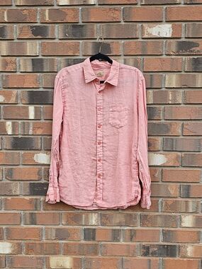 Men's Casual Long-Sleeve Button-Down Shirt in Pink